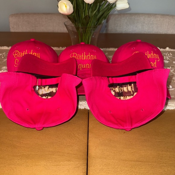 Birthday Squad - Pink and Yellow baseball caps - includes 5 premium hats NWOT - Picture 4 of 4